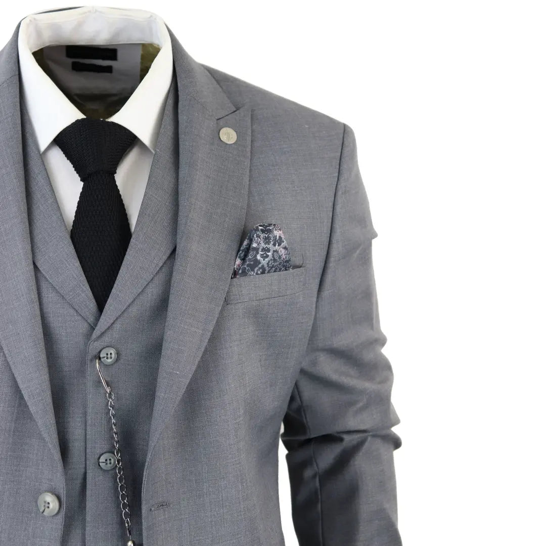 James - Men's 3 Piece Grey Classic Suit