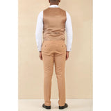 TP-23 - Men's Camel 3 Piece Linen Summer Wedding Suit