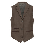 TPW-AK-06 - Women's Brown 3 Piece Herringbone Tweed Suit
