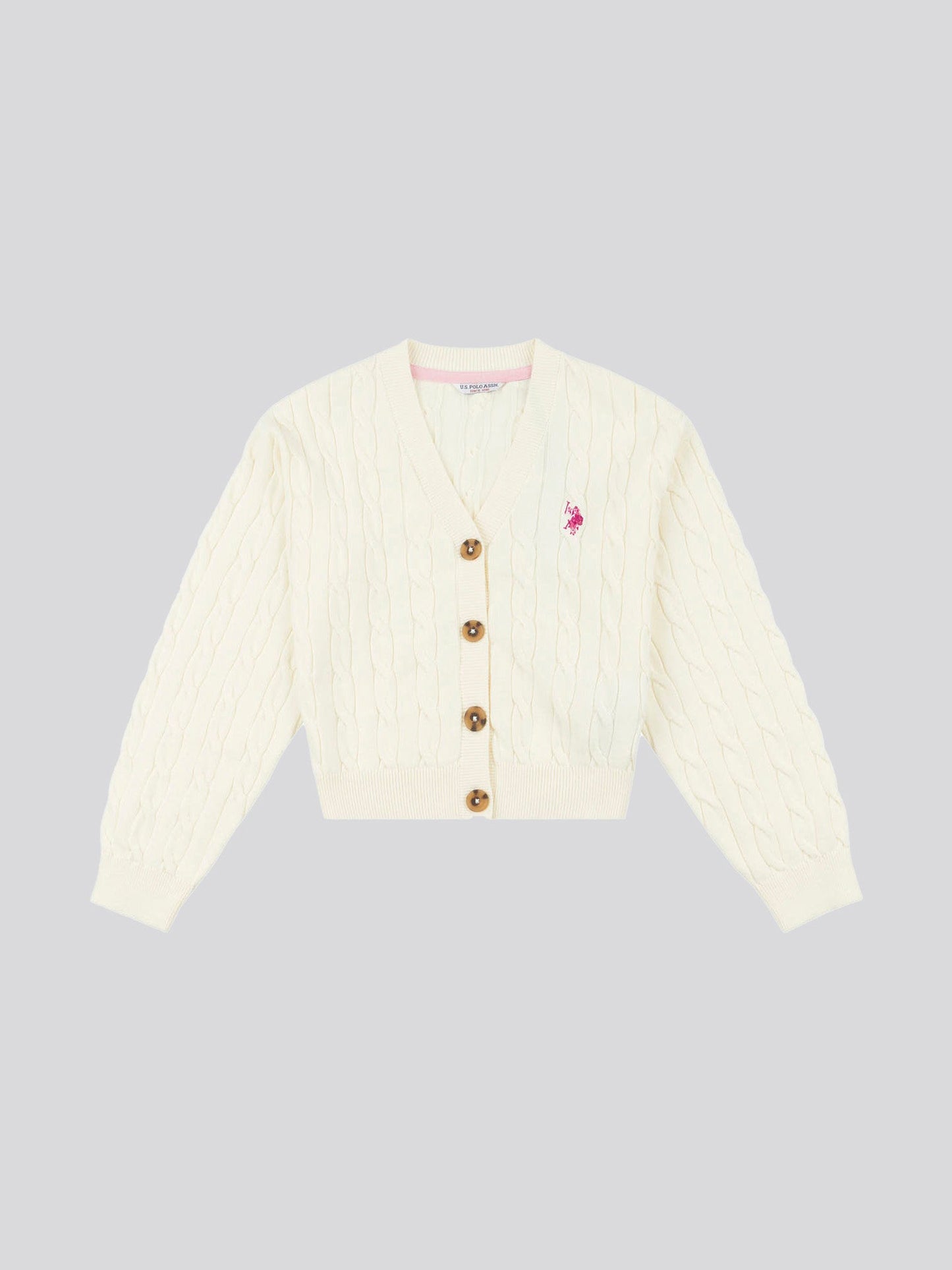 Girls Cable Knit Cardigan Egret