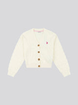 Girls Cable Knit Cardigan Egret