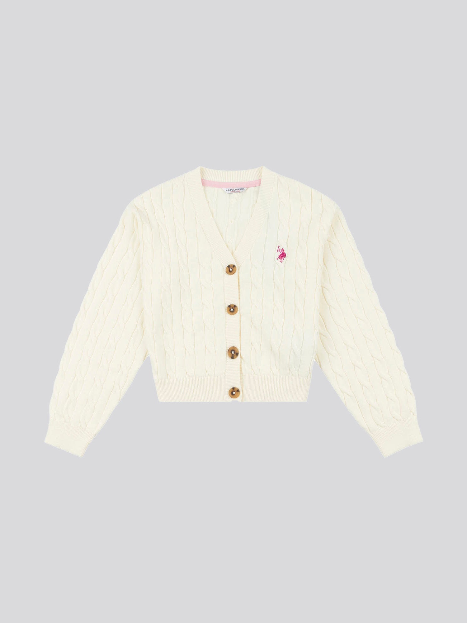 Girls Cable Knit Cardigan Egret
