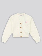 Girls Cable Knit Cardigan Egret