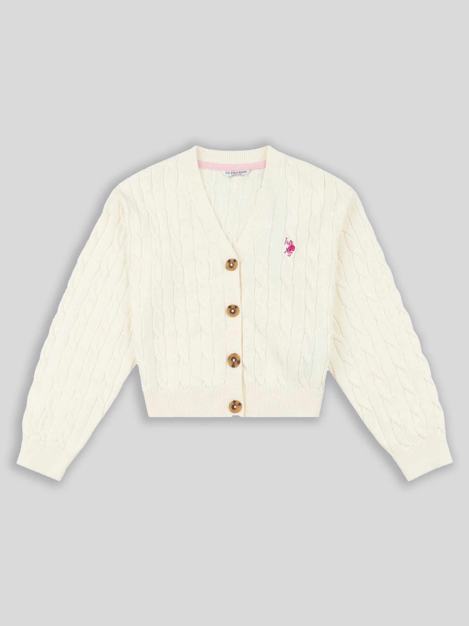 Girls Cable Knit Cardigan Egret