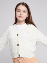 Girls Cable Knit Cardigan Marshmallow