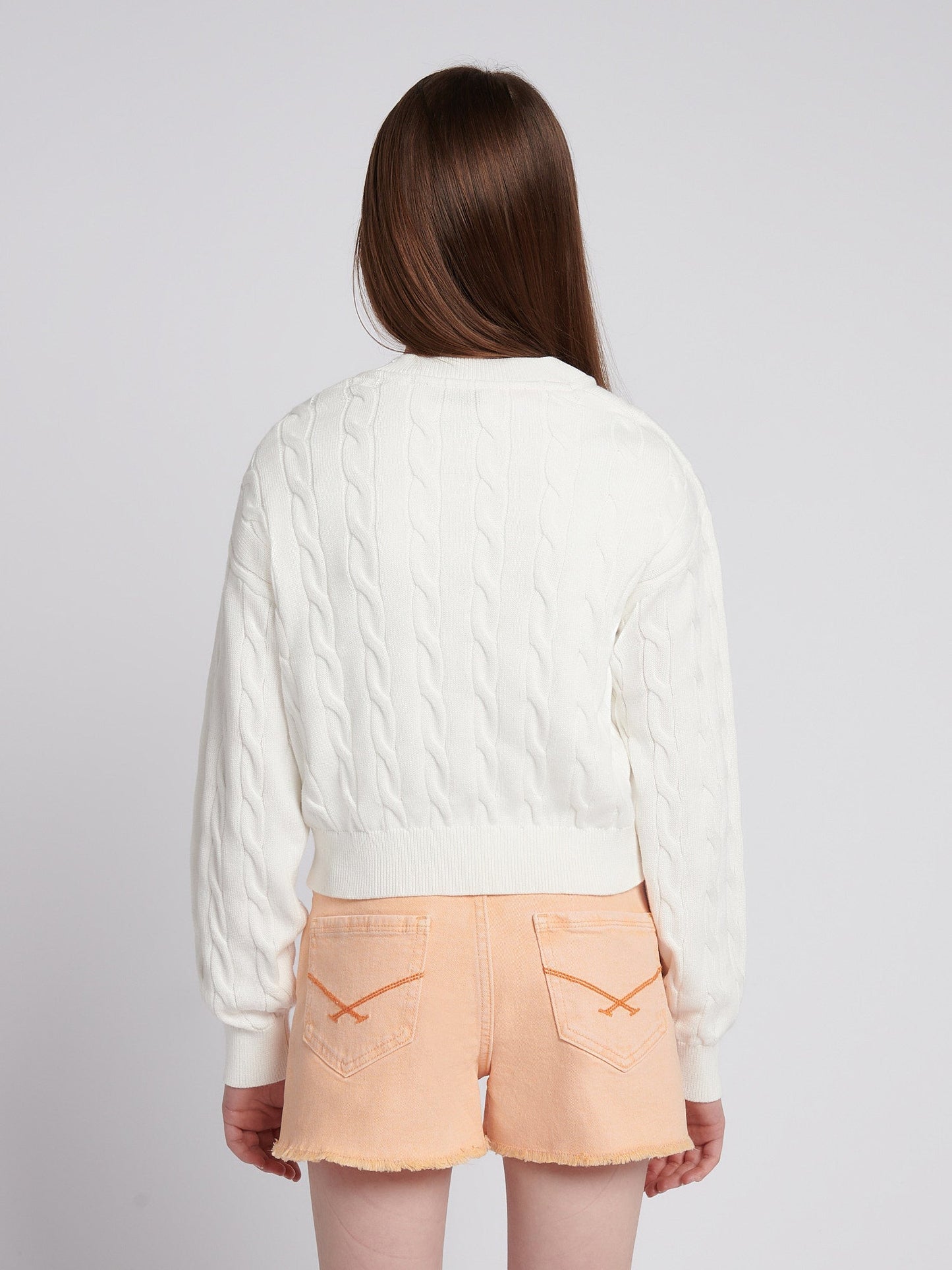 Girls Cable Knit Cardigan Marshmallow