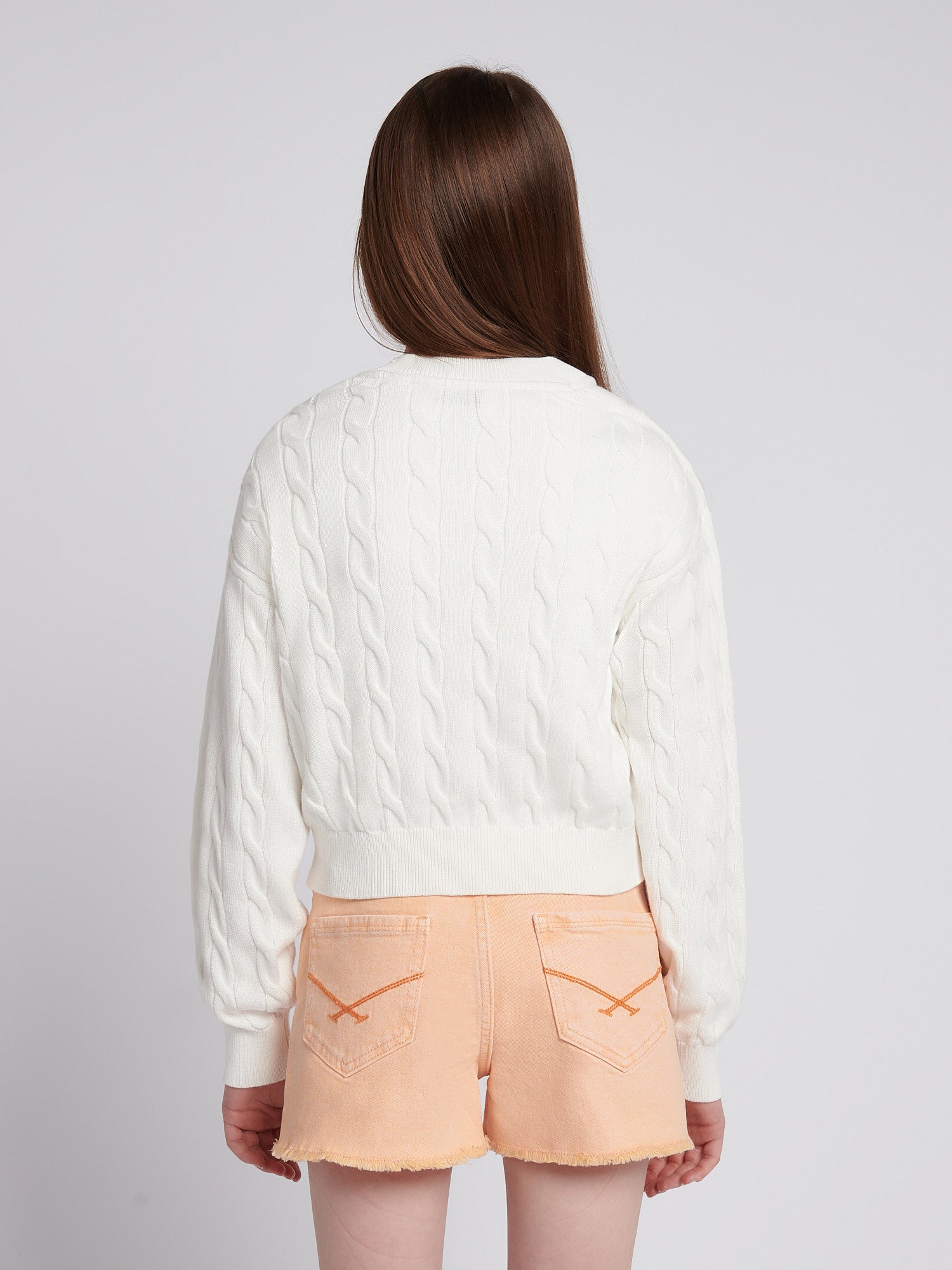 Girls Cable Knit Cardigan Marshmallow