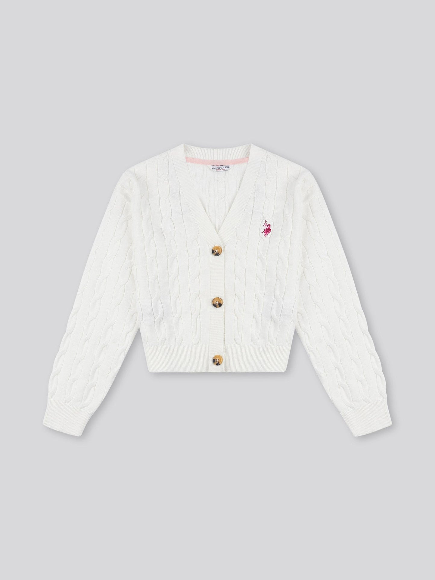 Girls Cable Knit Cardigan Marshmallow