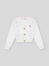 Girls Cable Knit Cardigan Marshmallow