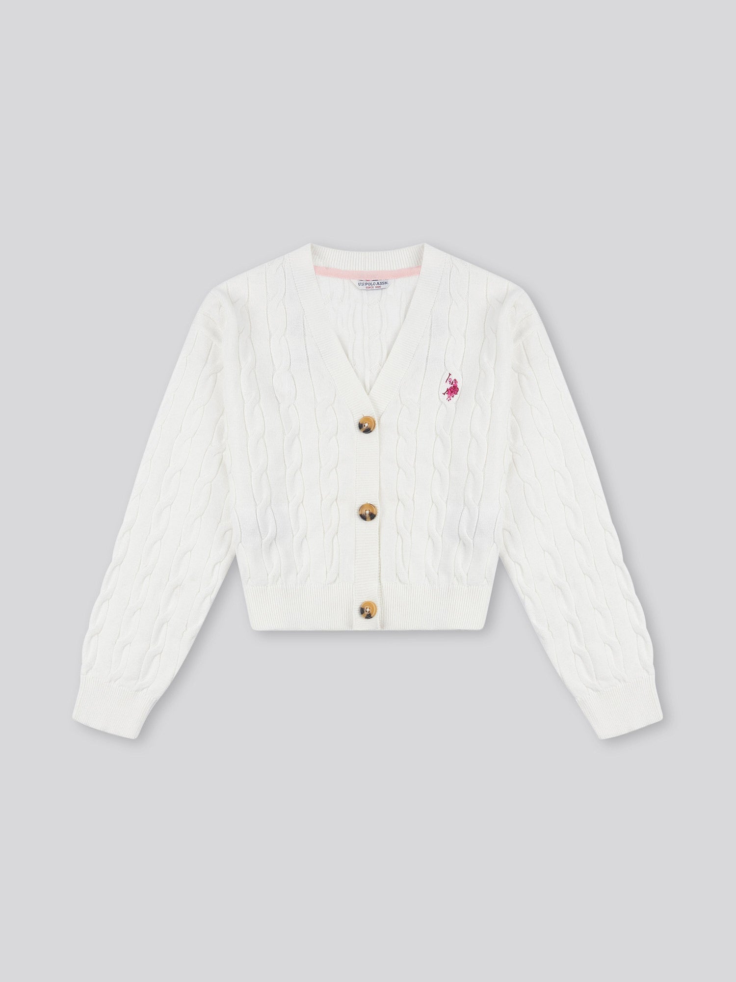 Girls Cable Knit Cardigan Marshmallow