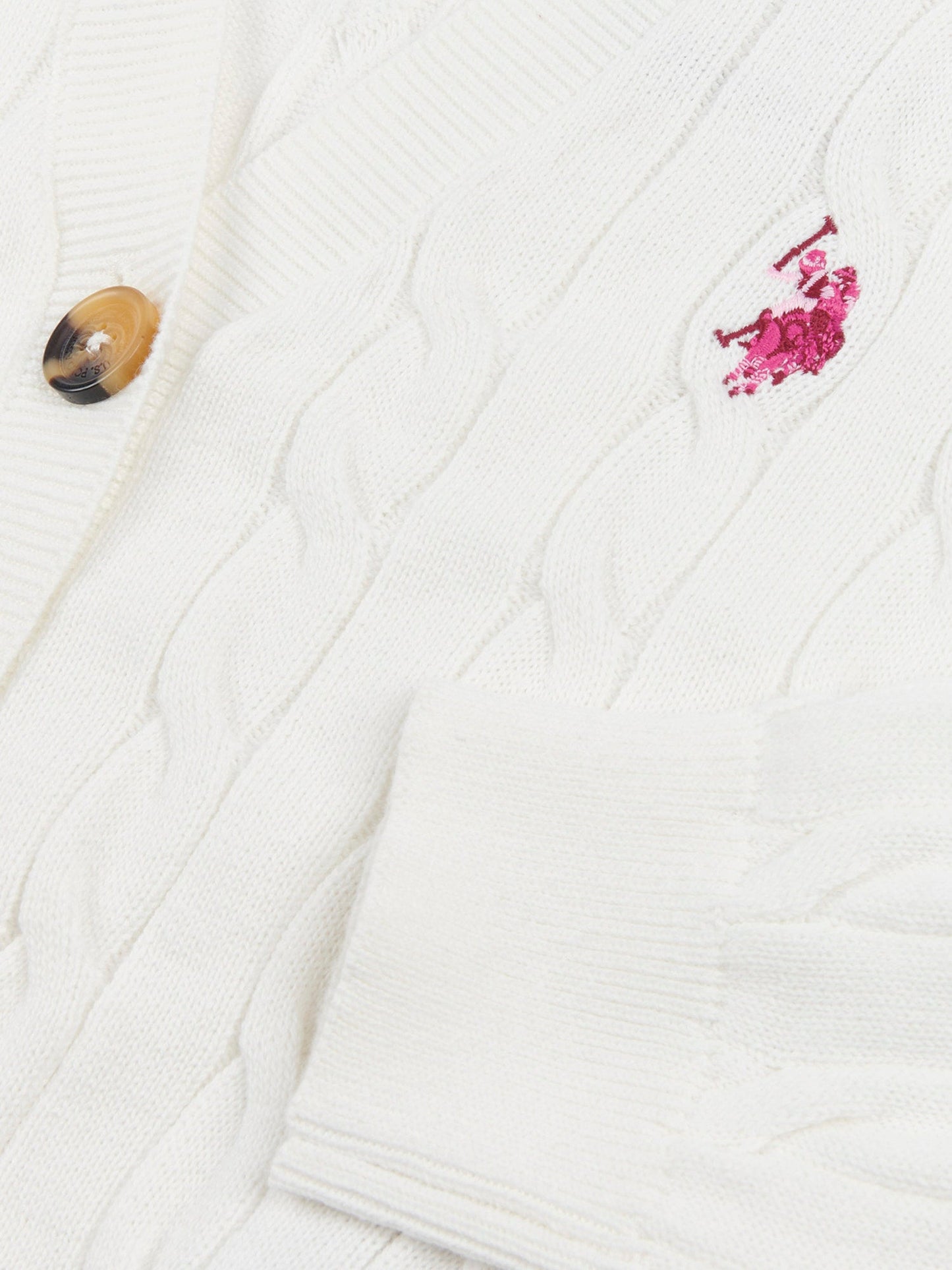 Girls Cable Knit Cardigan Marshmallow