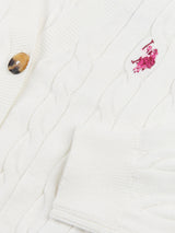 Girls Cable Knit Cardigan Marshmallow