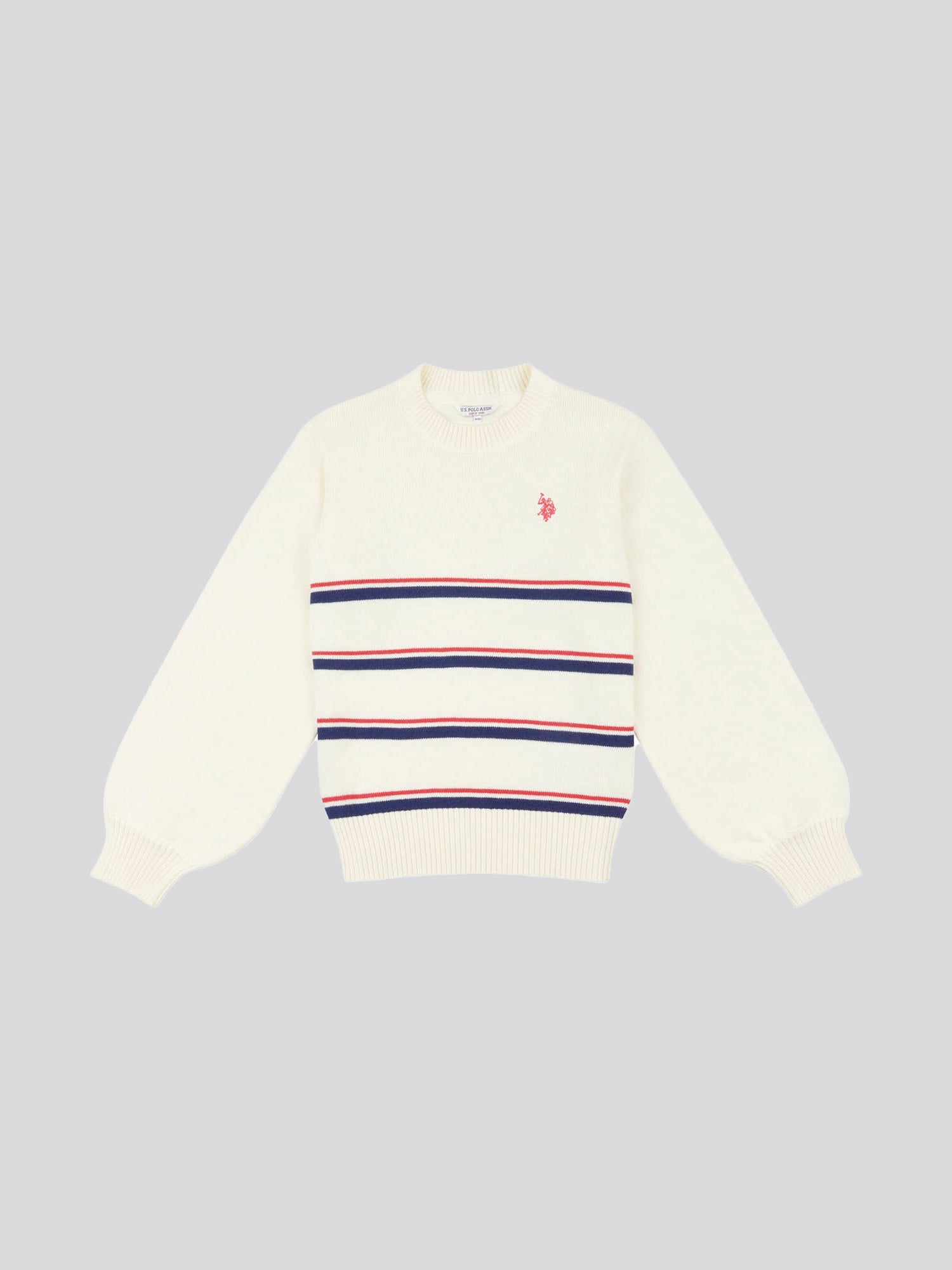 Girls Balloon Sleeve Jumper in Egret