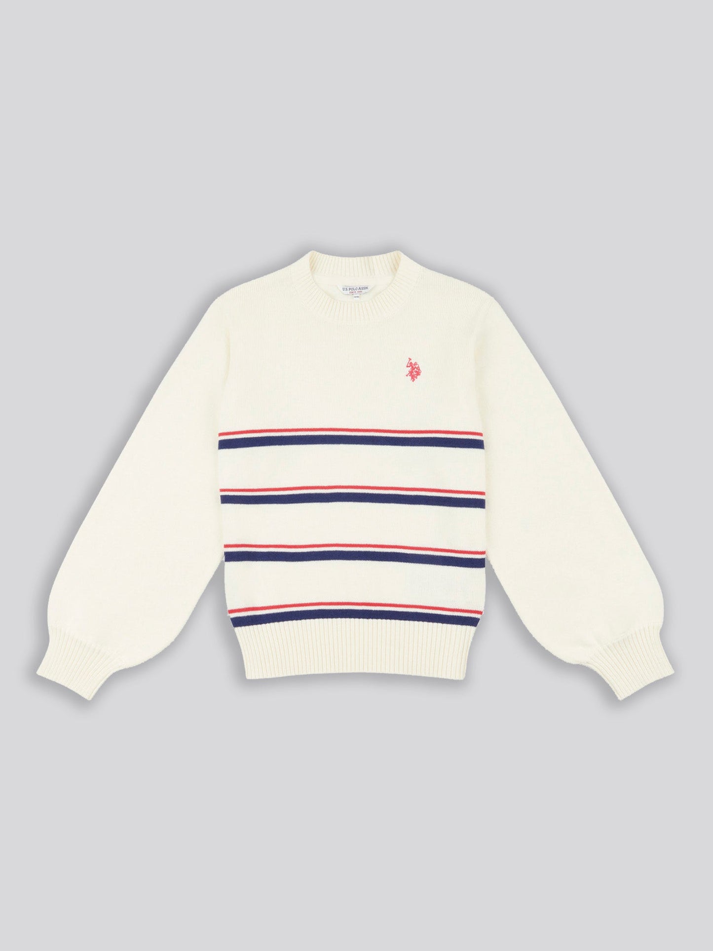 Girls Balloon Sleeve Jumper in Egret