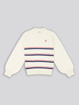 Girls Balloon Sleeve Jumper in Egret