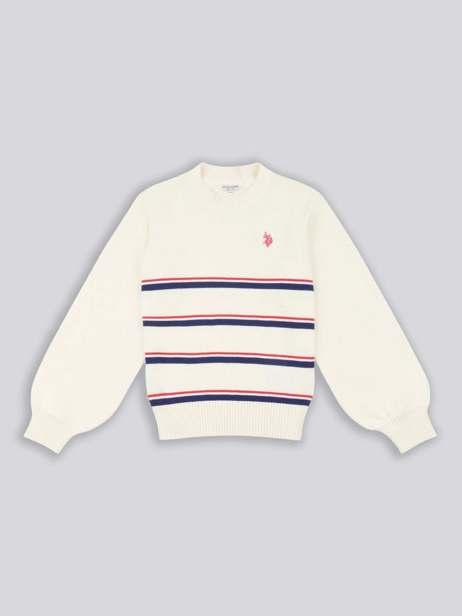 Girls Balloon Sleeve Jumper in Egret