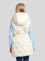 Girls Longline Puffer Gilet in Turtle Dove