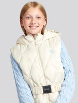Girls Longline Puffer Gilet in Turtle Dove