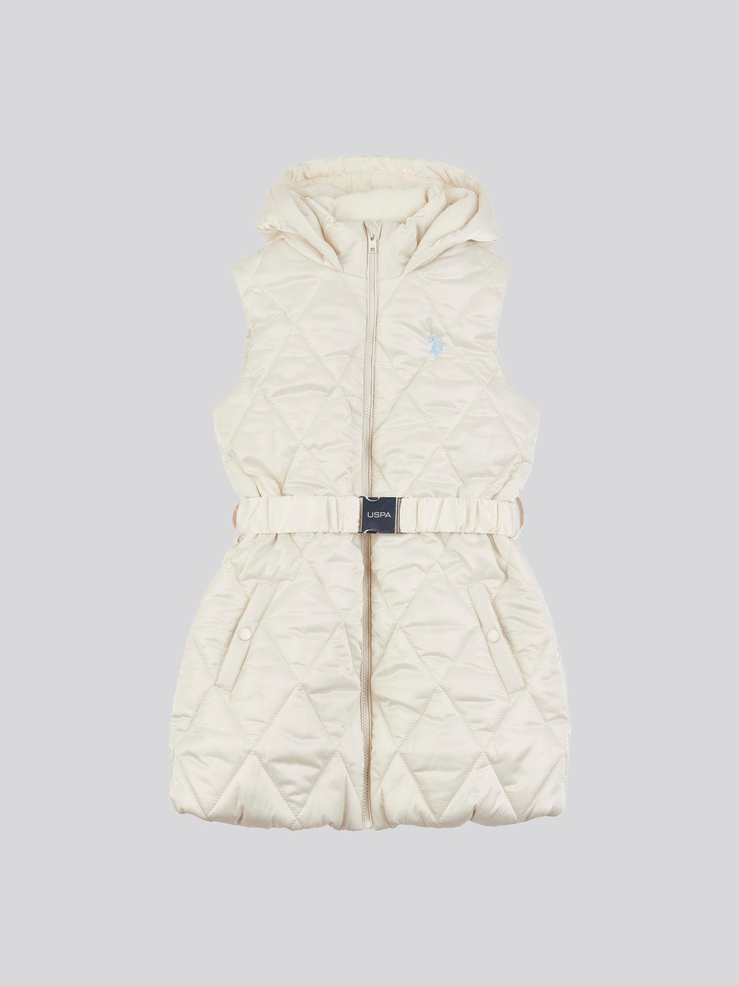 Girls Longline Puffer Gilet in Turtle Dove