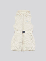 Girls Longline Puffer Gilet in Turtle Dove