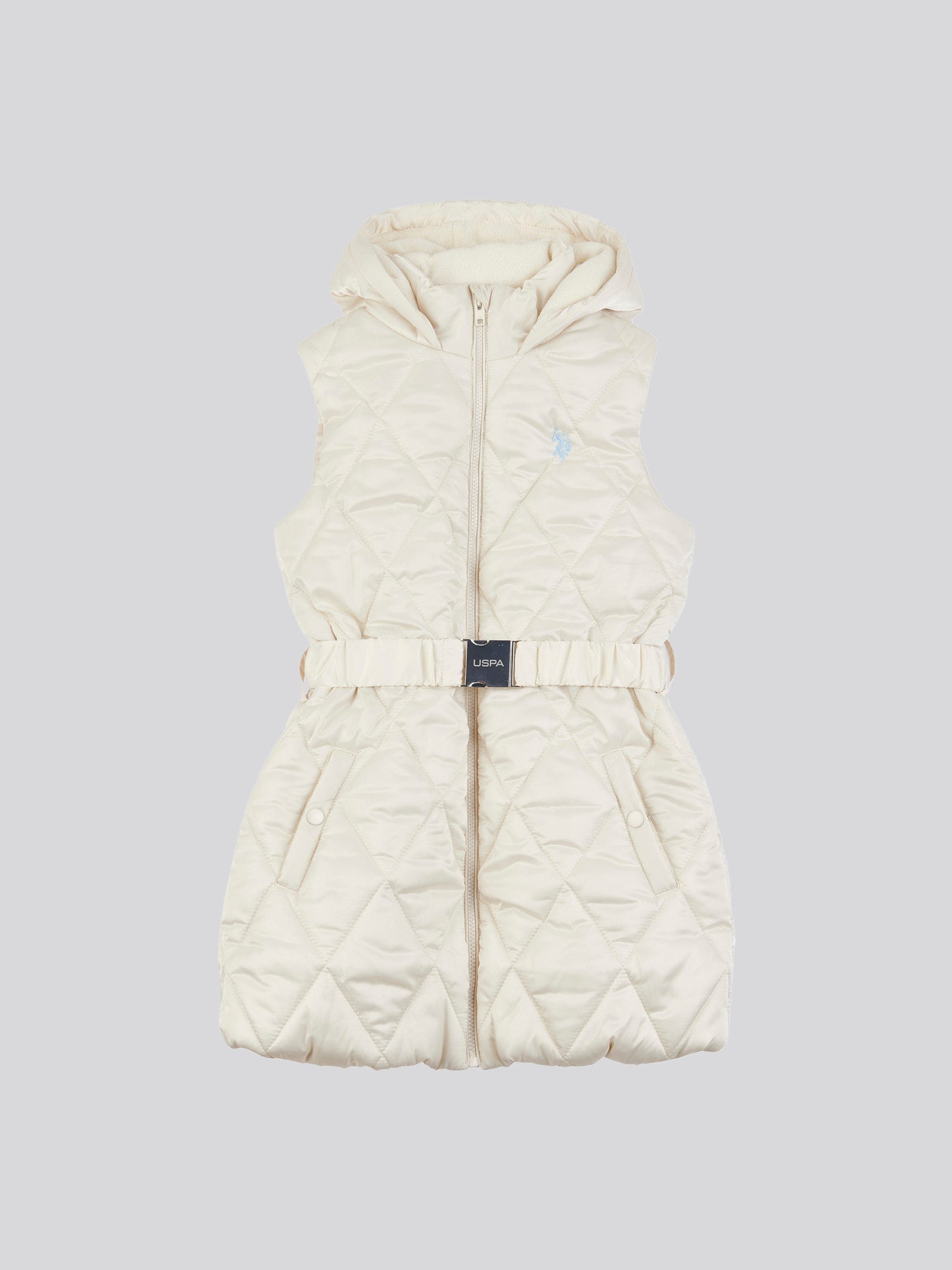 Girls Longline Puffer Gilet in Turtle Dove