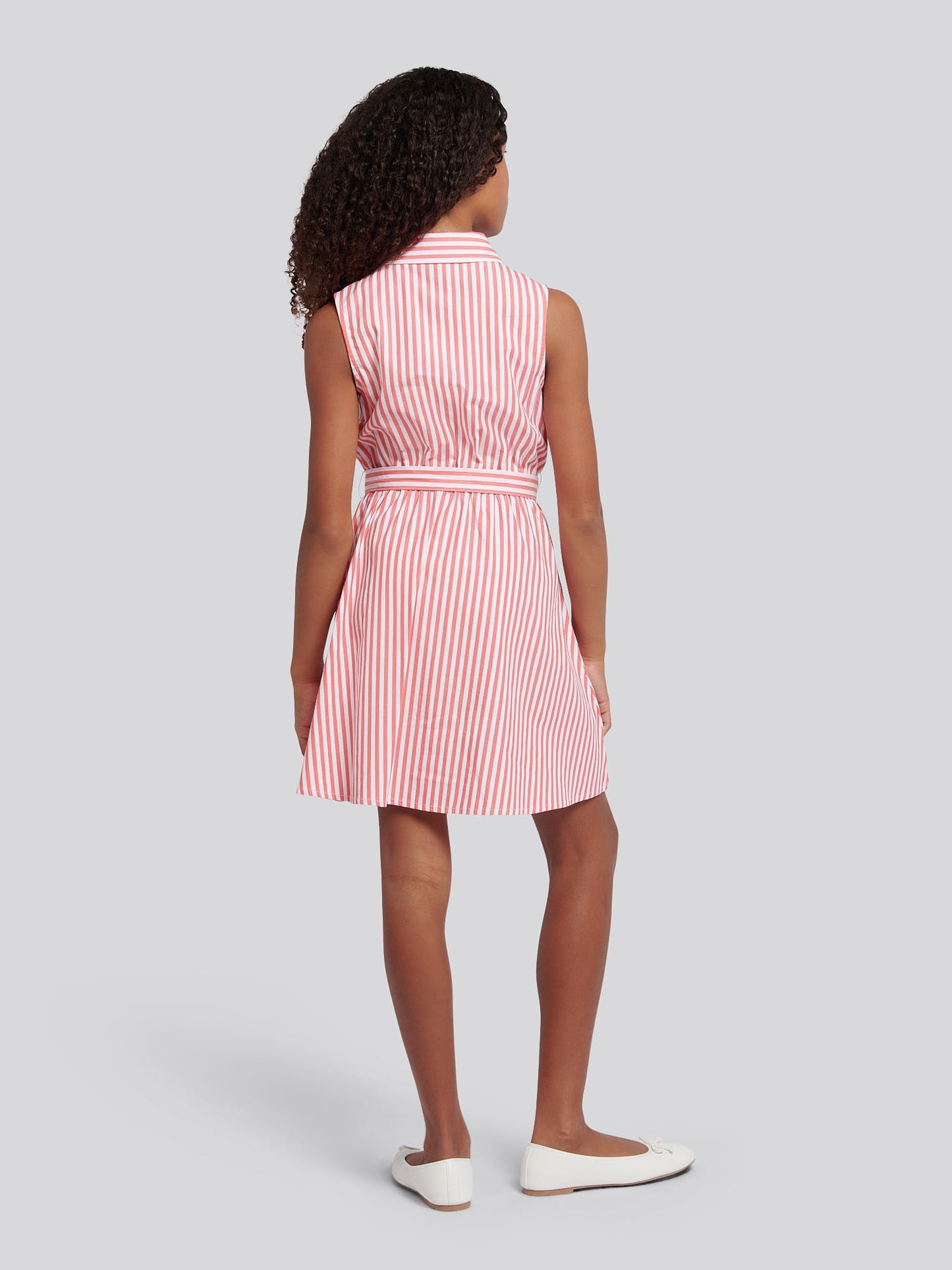 Girls Striped Sleeveless Shirt Dress Sugar Coral