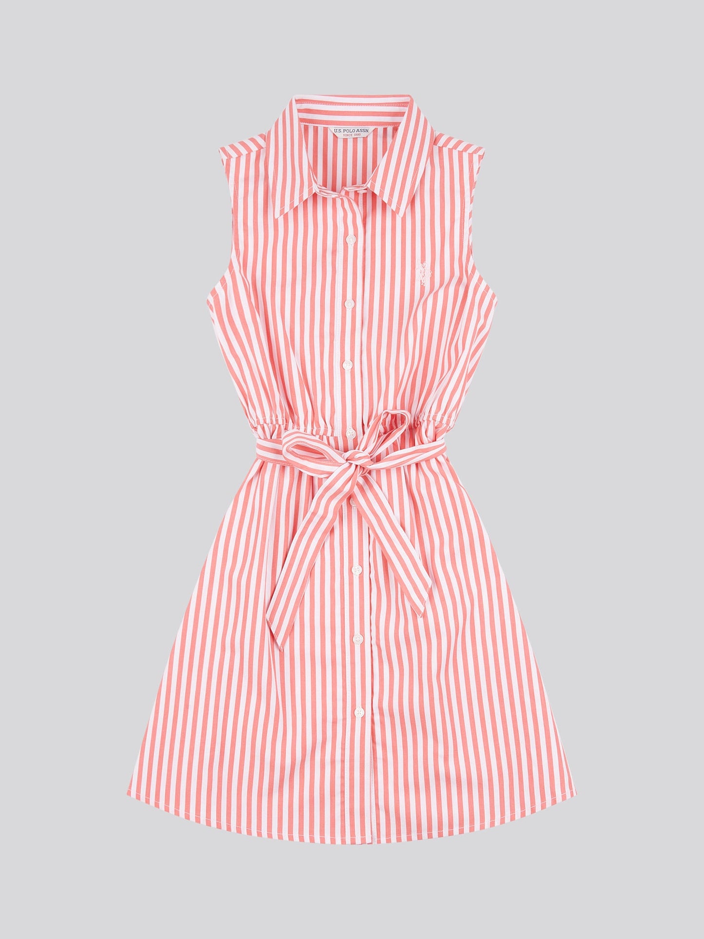 Girls Striped Sleeveless Shirt Dress Sugar Coral