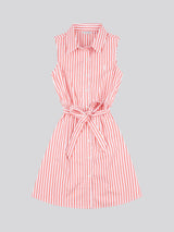 Girls Striped Sleeveless Shirt Dress Sugar Coral