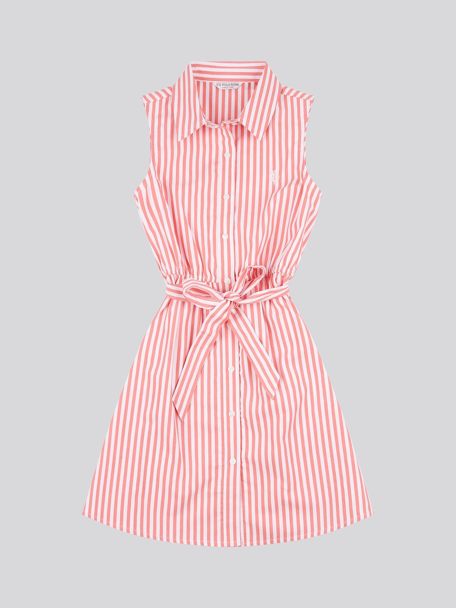 Girls Striped Sleeveless Shirt Dress Sugar Coral