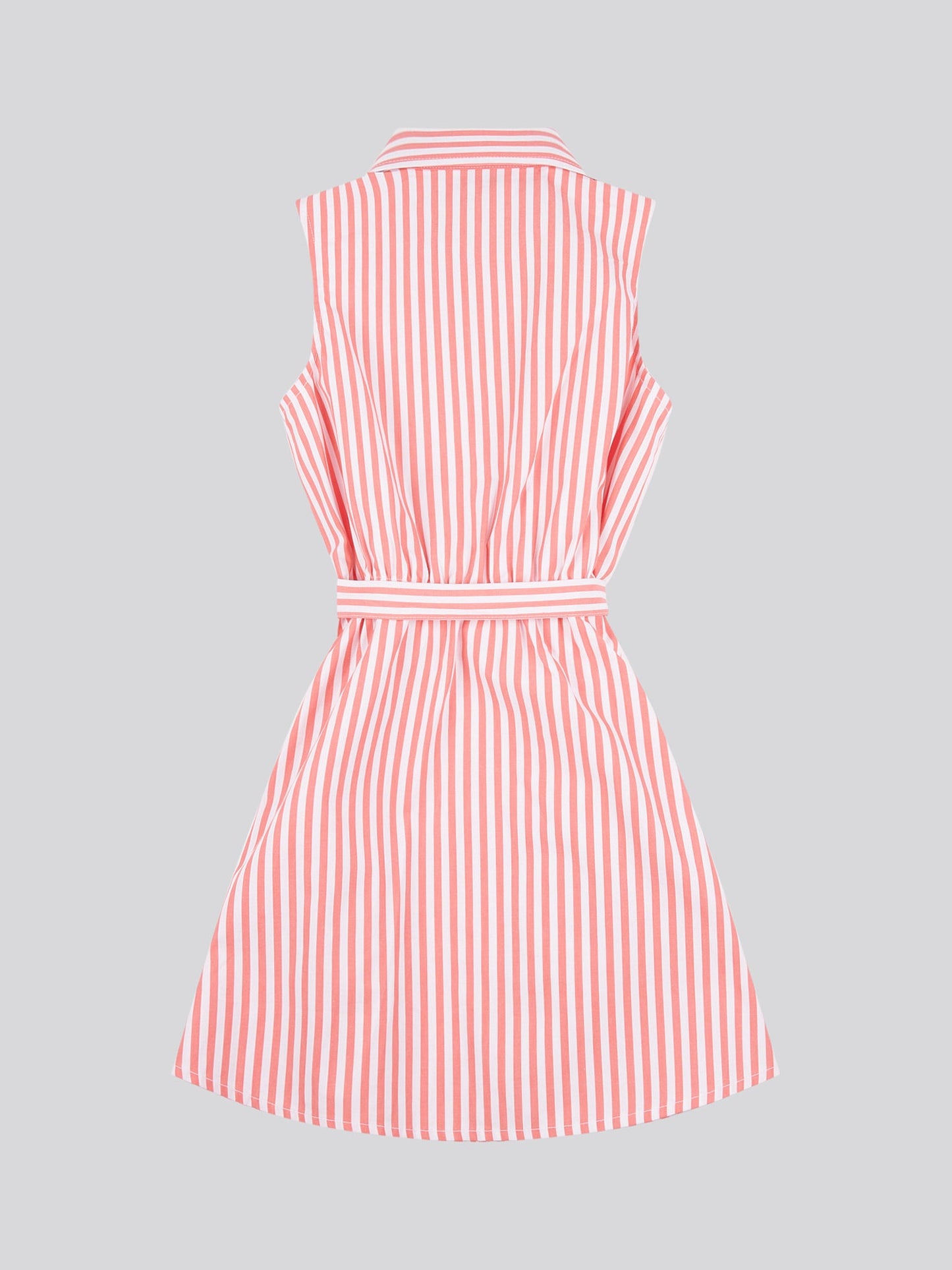Girls Striped Sleeveless Shirt Dress Sugar Coral