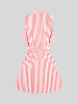 Girls Striped Sleeveless Shirt Dress Sugar Coral
