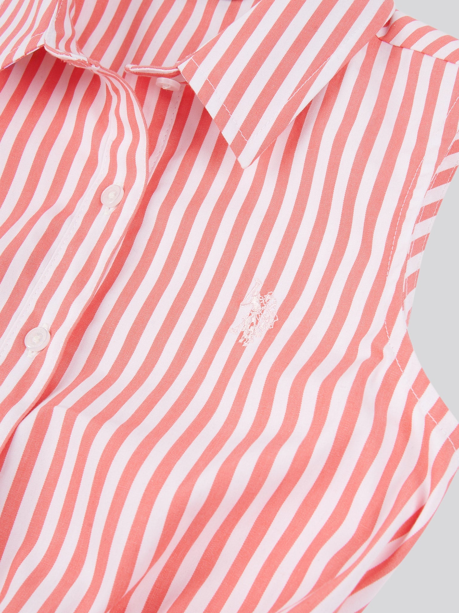 Girls Striped Sleeveless Shirt Dress Sugar Coral