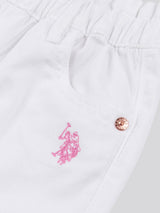 Girls Paperbag Waist Twill Shorts in Bright White