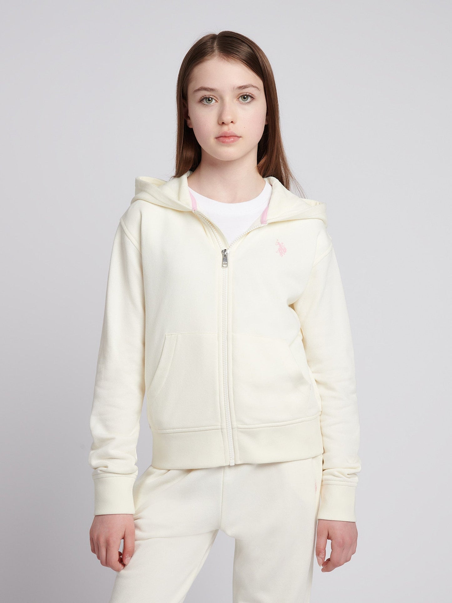 Girls Zip Hoodie & Relaxed Fit Jogger Set in Marshmallow