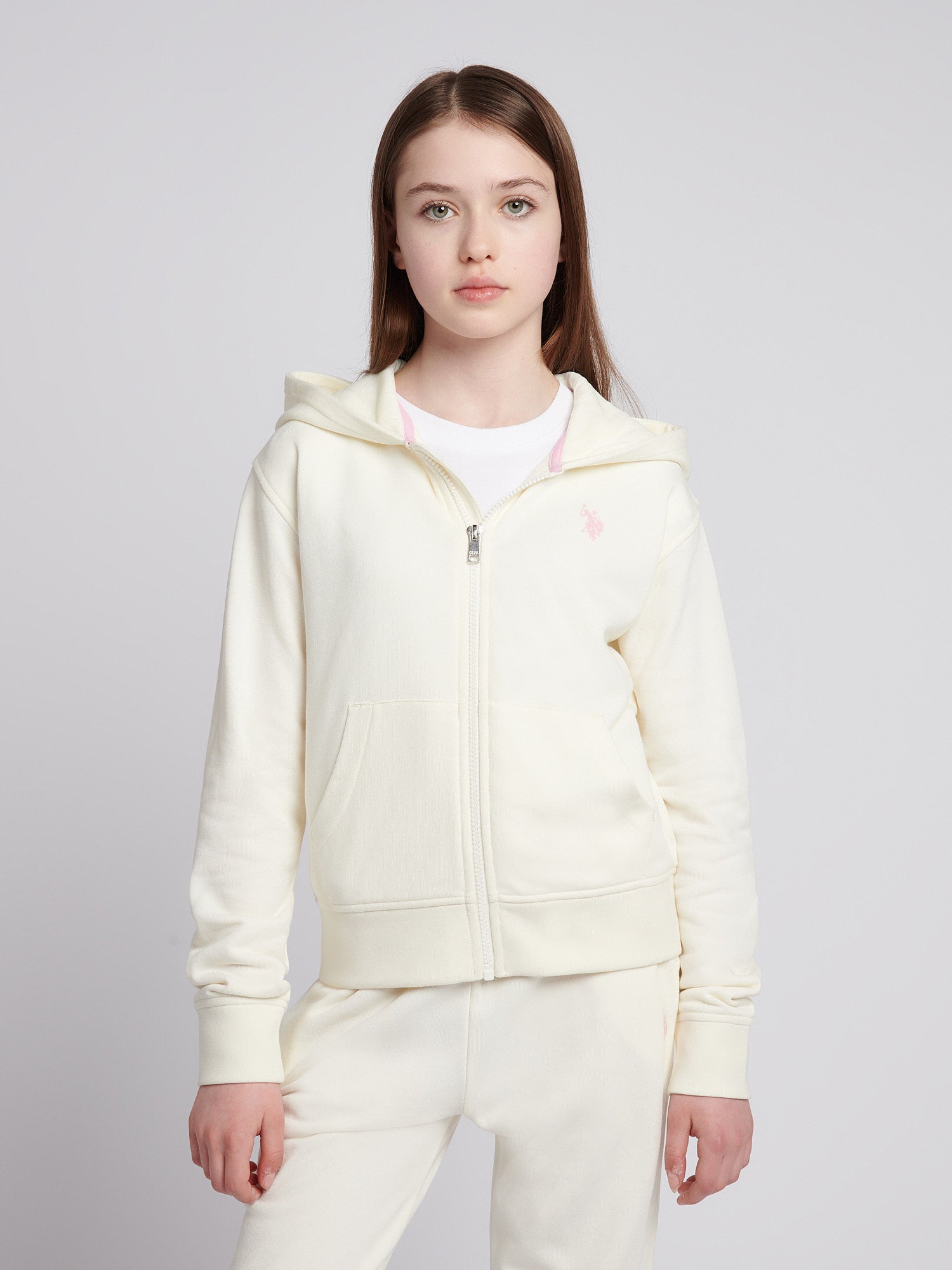 Girls Zip Hoodie & Relaxed Fit Jogger Set in Marshmallow
