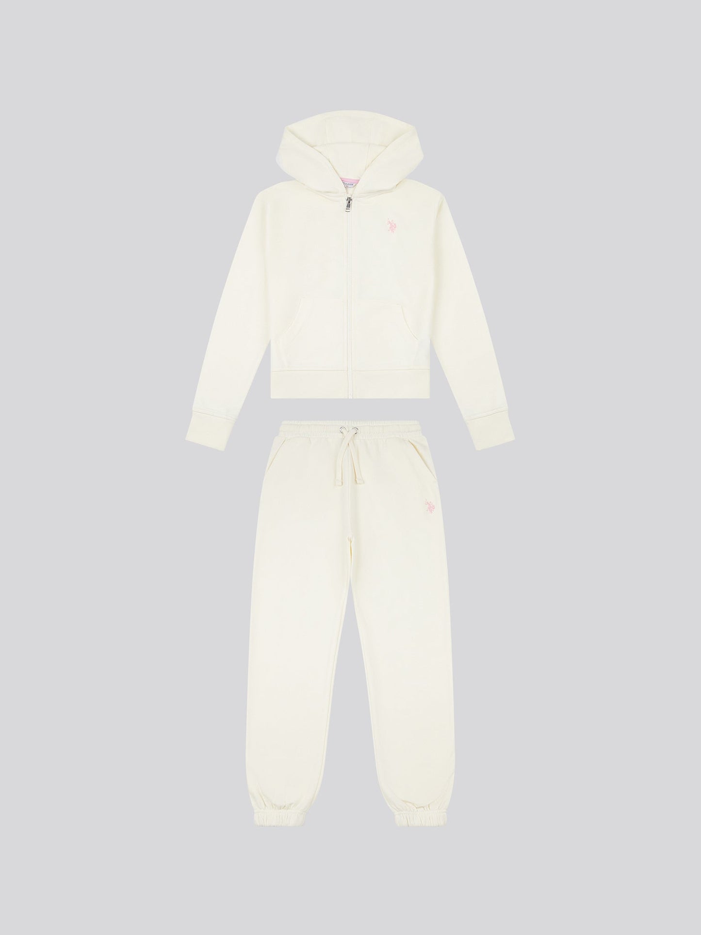 Girls Zip Hoodie & Relaxed Fit Jogger Set in Marshmallow