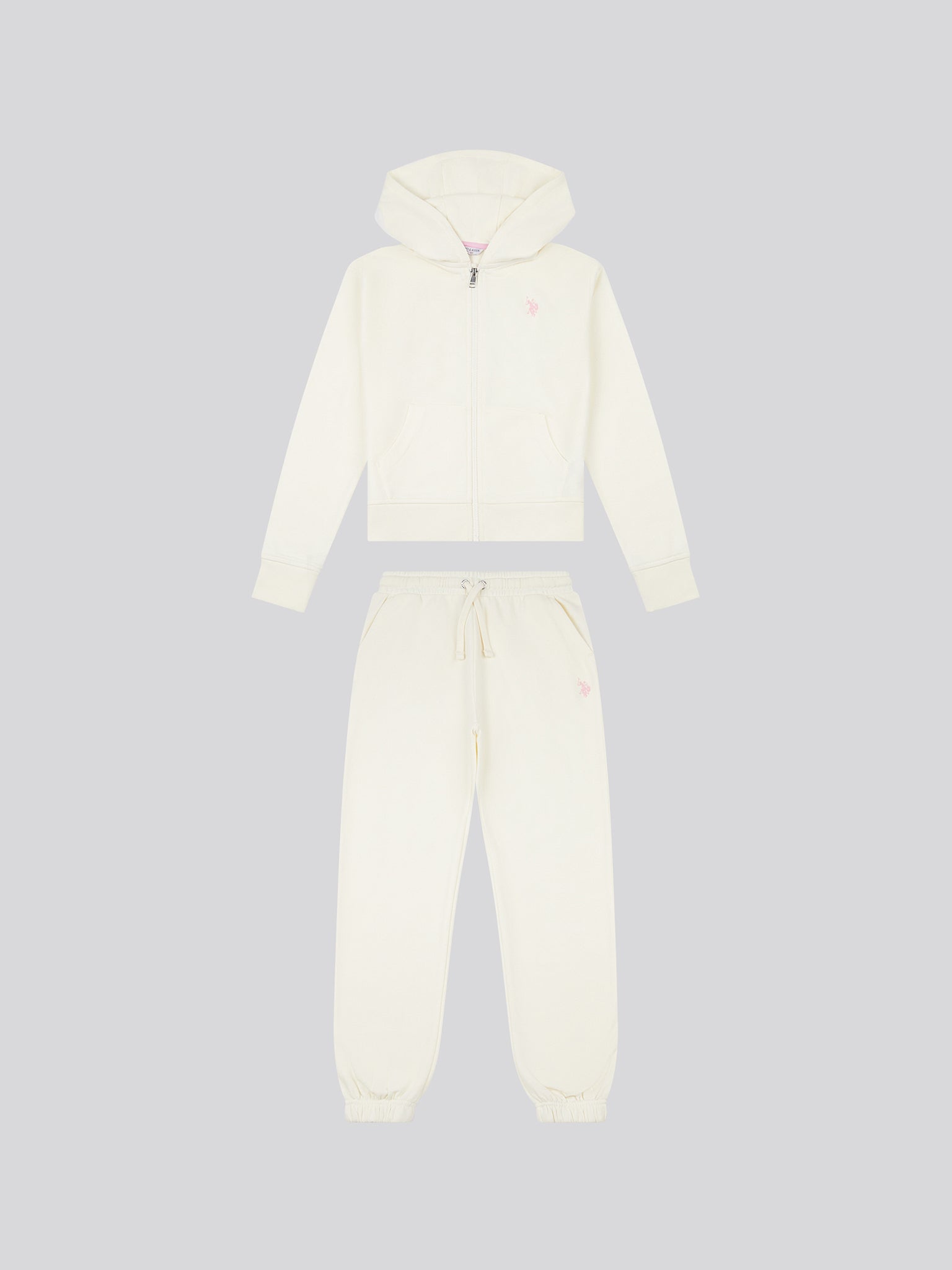 Girls Zip Hoodie & Relaxed Fit Jogger Set in Marshmallow