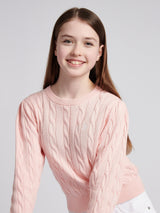 Girls Cable Knit Jumper Crystal Rose