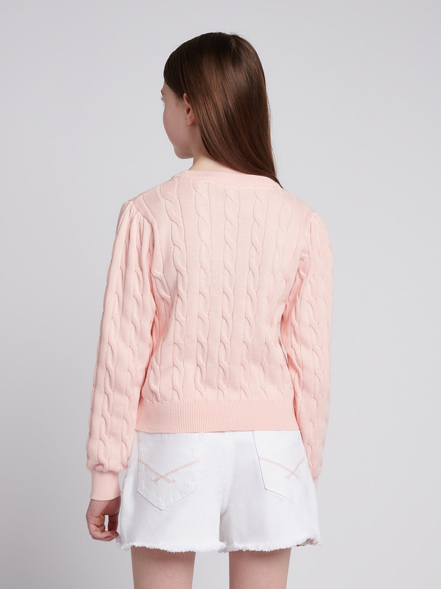 Girls Cable Knit Jumper Crystal Rose