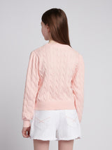 Girls Cable Knit Jumper Crystal Rose