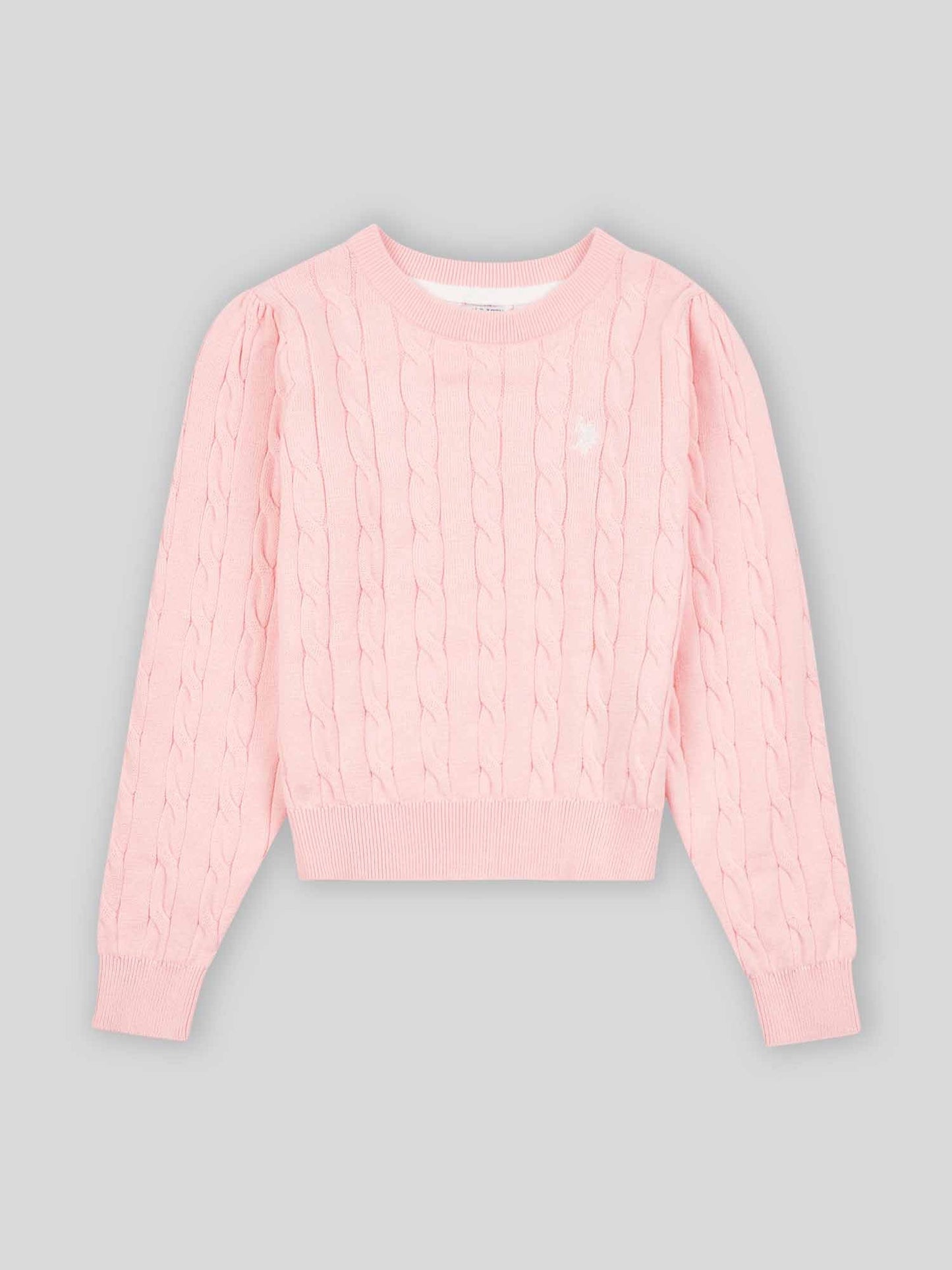 Girls Cable Knit Jumper Crystal Rose