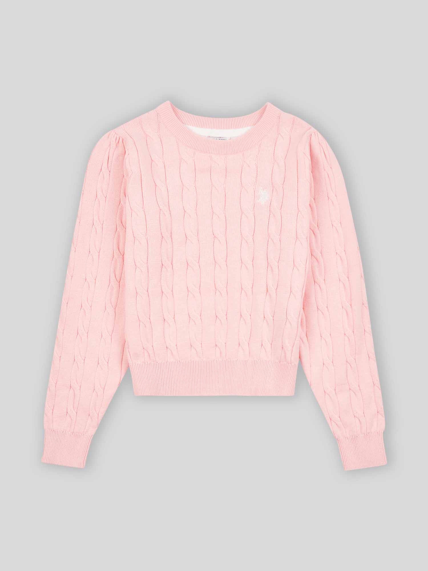 Girls Cable Knit Jumper Crystal Rose