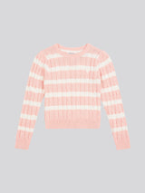 Stripe Cable Knit Jumper Crystal Rose