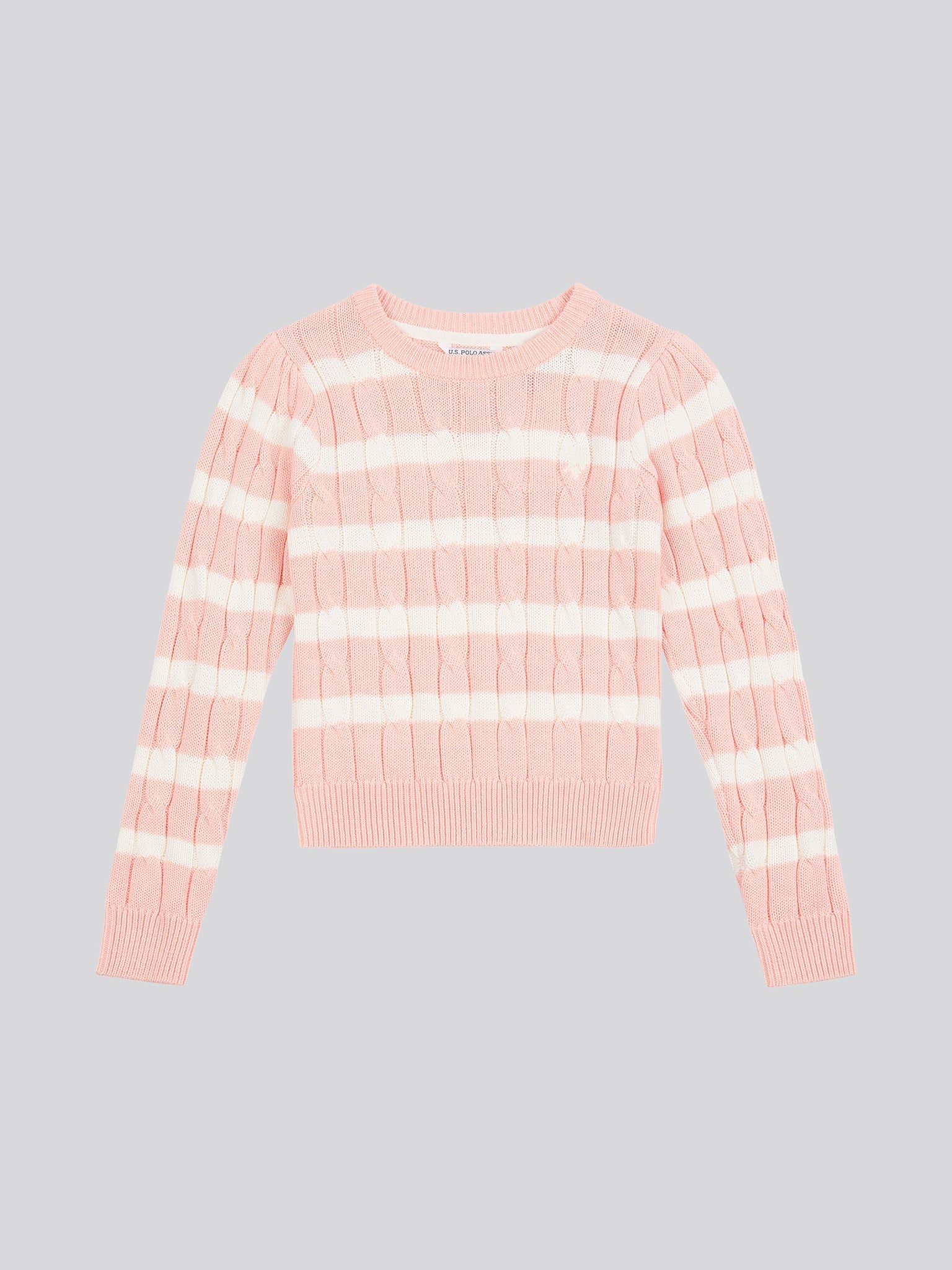 Stripe Cable Knit Jumper Crystal Rose