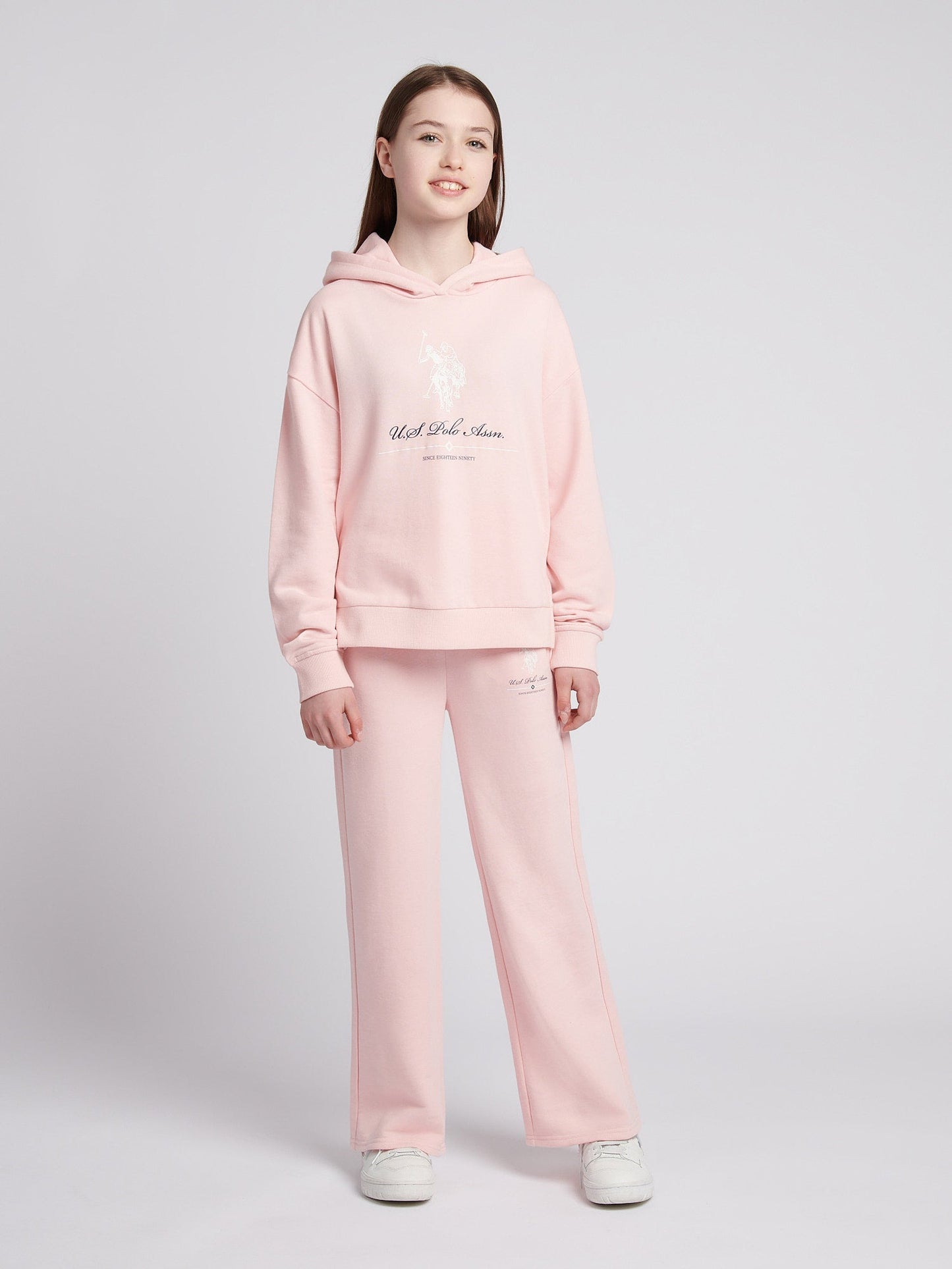 Girls Brushed Back Hoodie & Jogger Set in Crystal Rose