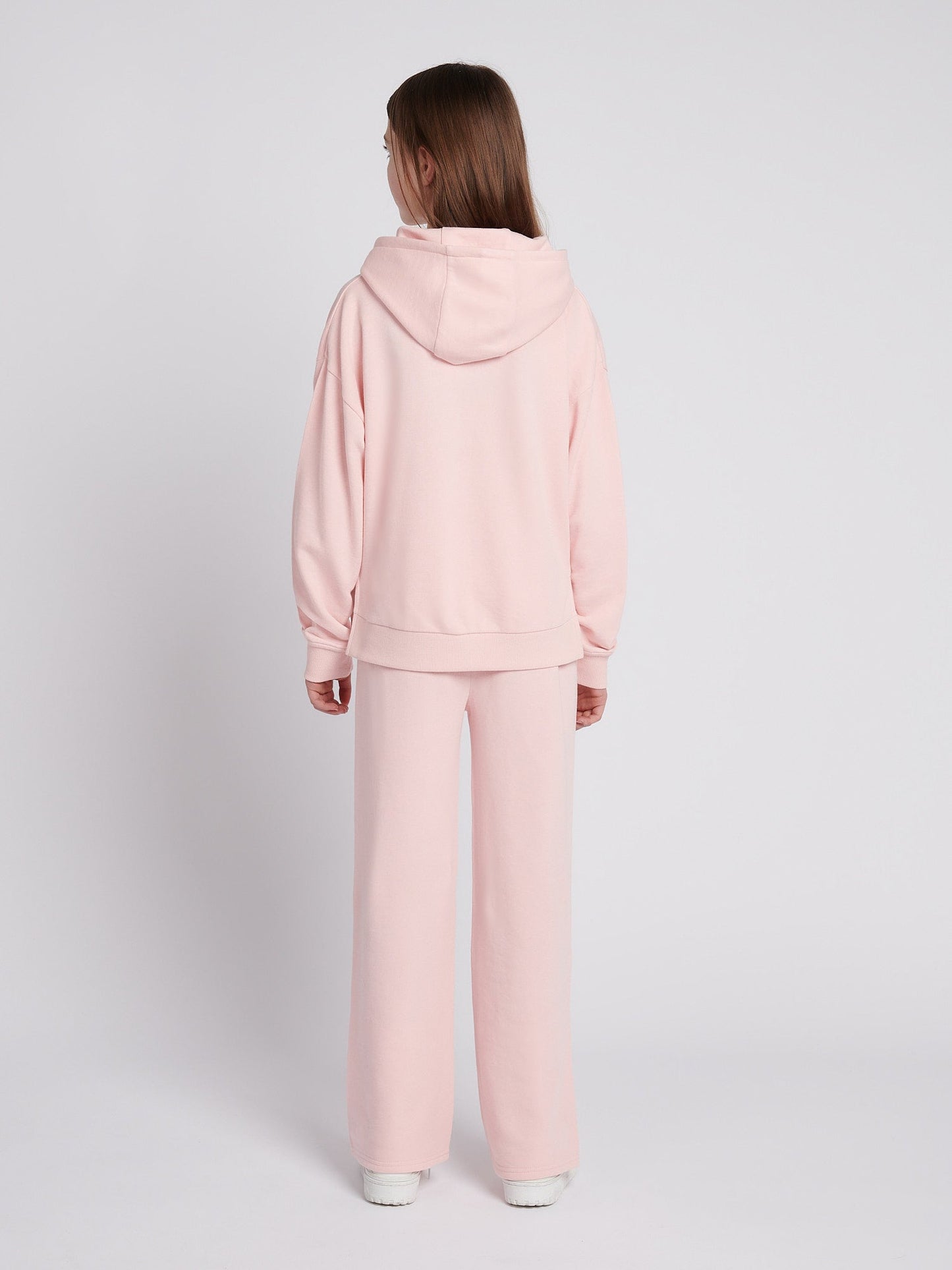 Girls Brushed Back Hoodie & Jogger Set in Crystal Rose