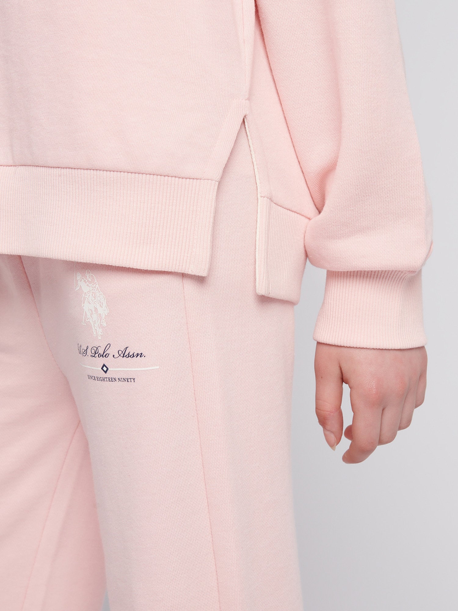 Girls Brushed Back Hoodie & Jogger Set in Crystal Rose