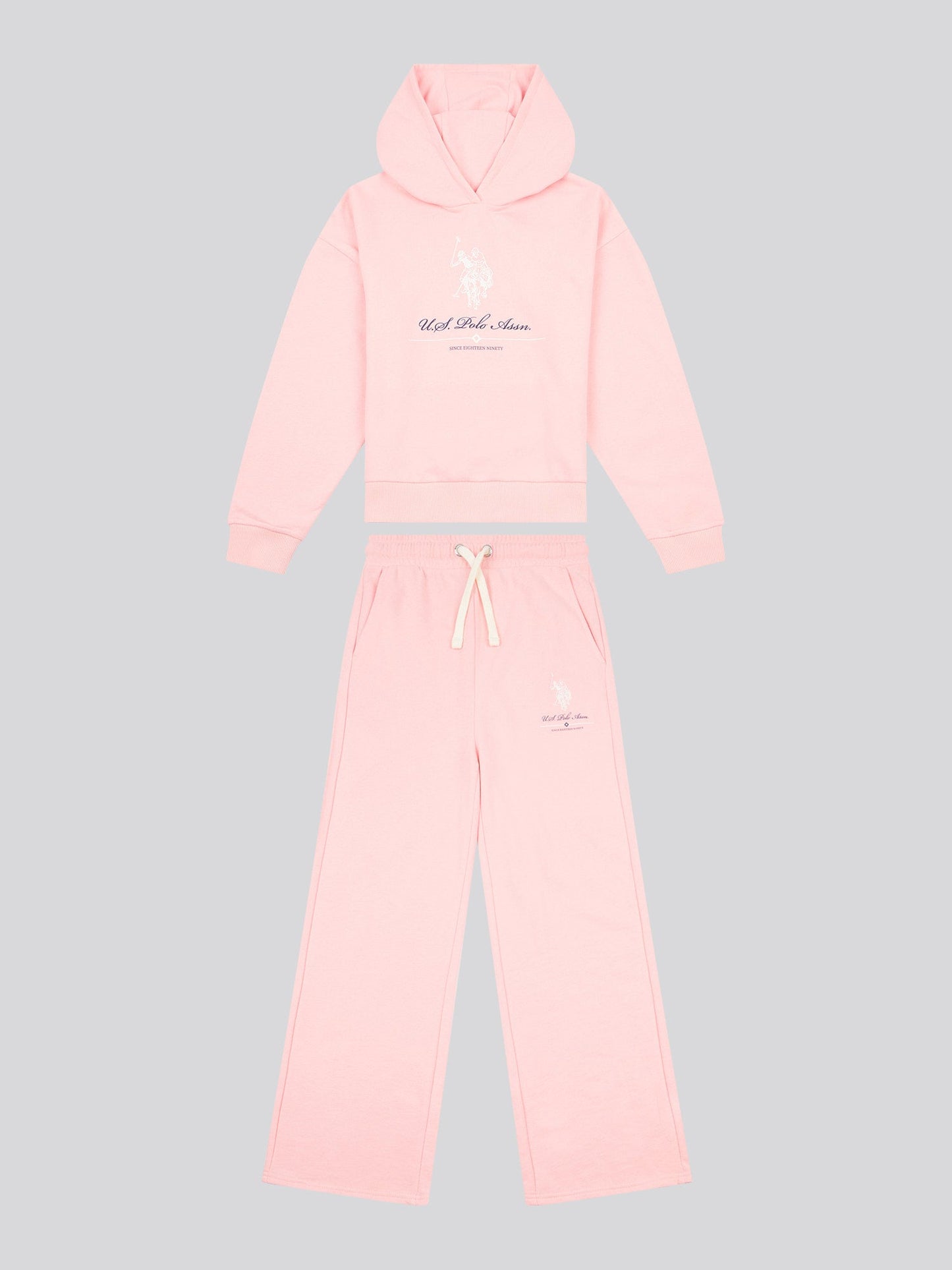Girls Brushed Back Hoodie & Jogger Set in Crystal Rose