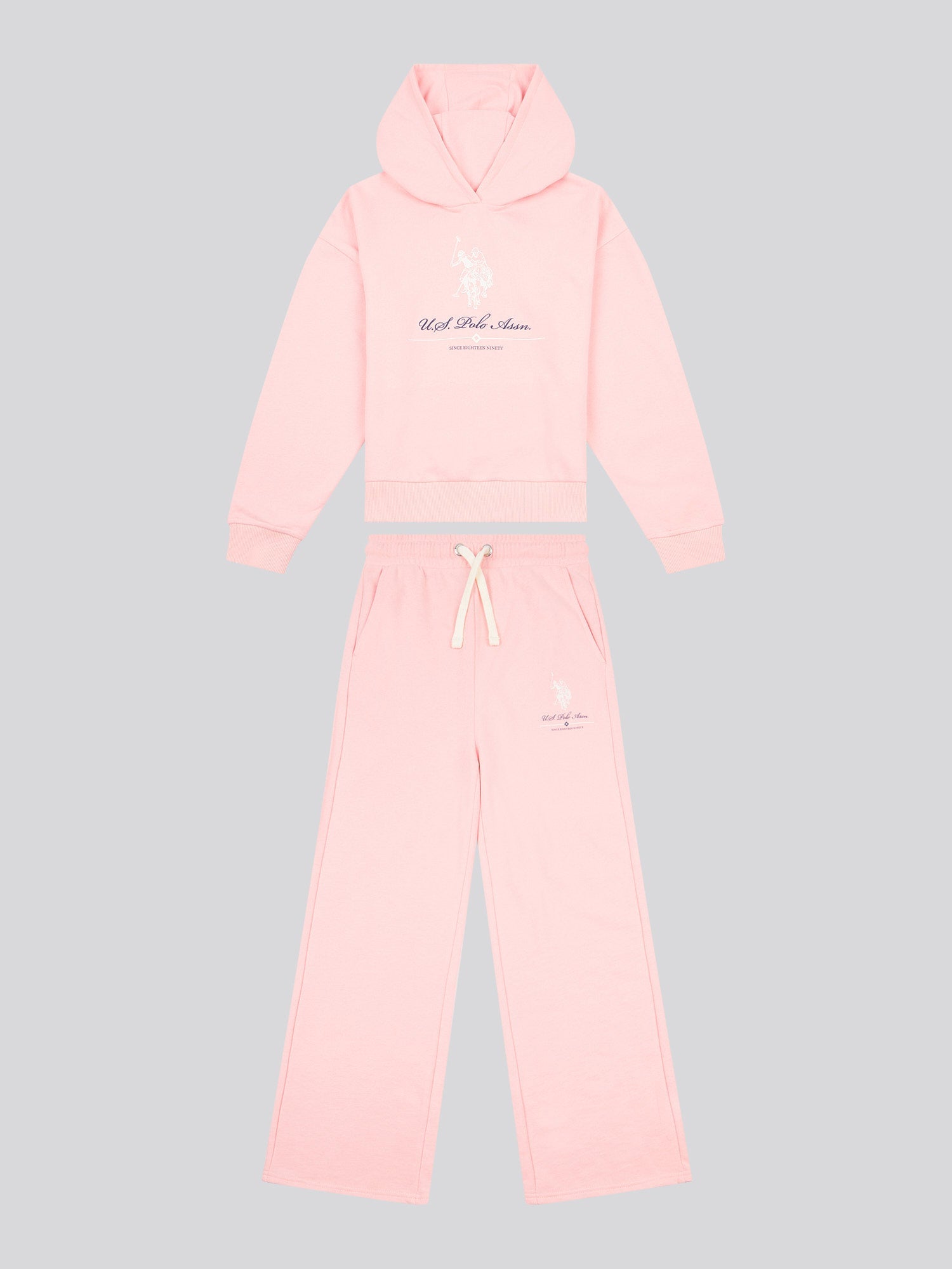 Girls Brushed Back Hoodie & Jogger Set in Crystal Rose