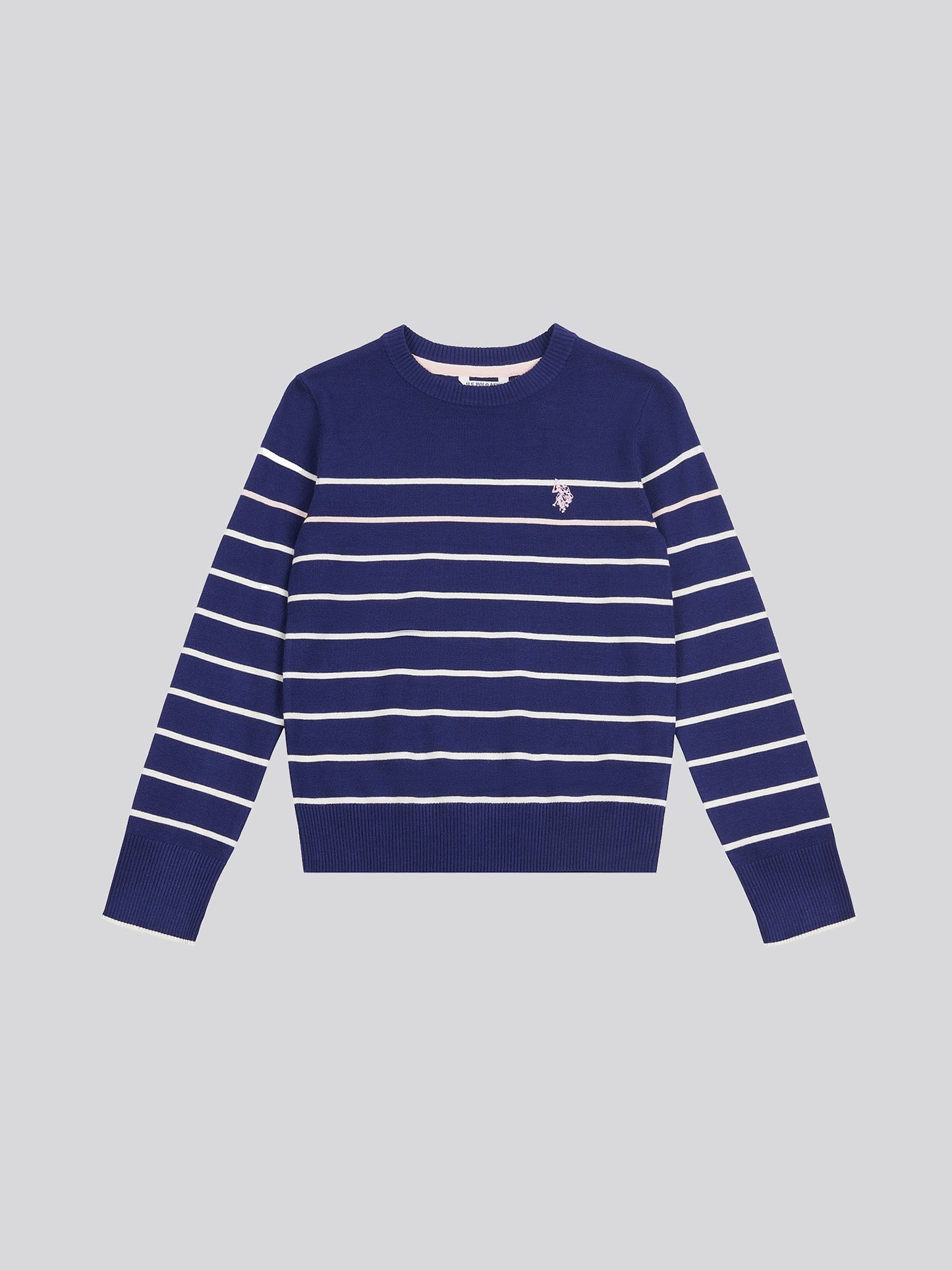 Stripe Crew Jumper Midnight Blue